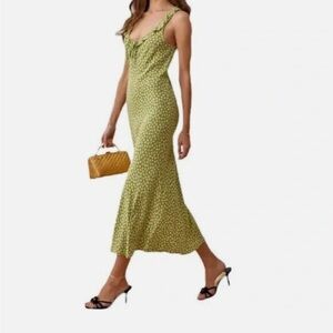 Reformation Green Floral Maxi Dress